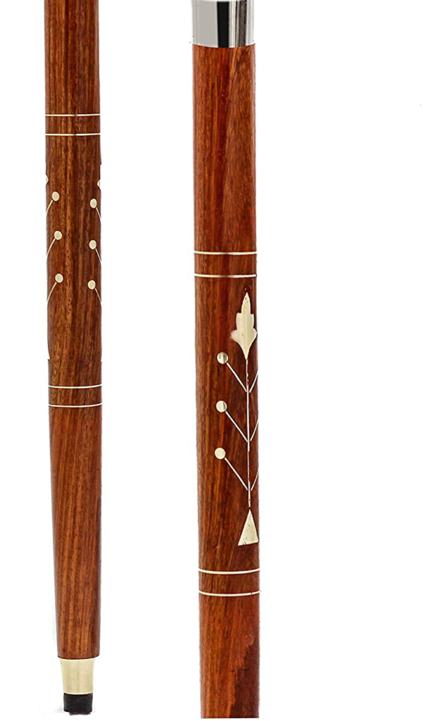 Antique Walking Cane Wooden Walking Stick Brass