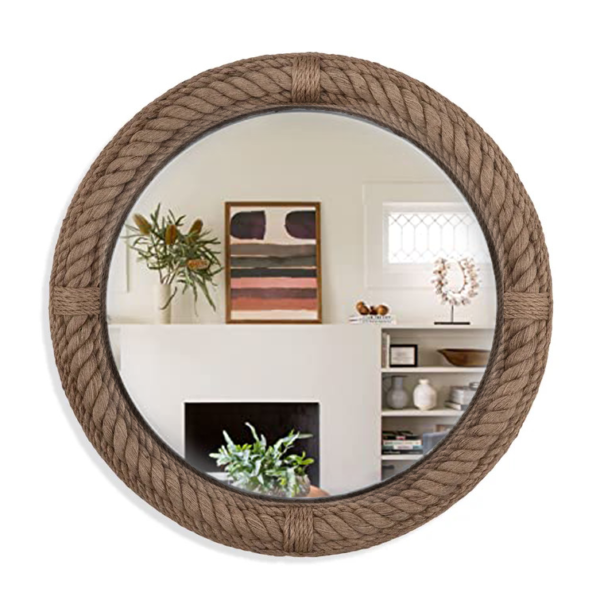 Nautical Round Rope Mirror -Fancy Jute Framed Full Length Wall Mirror for Makeup, Bathroom, Living room - Image 2