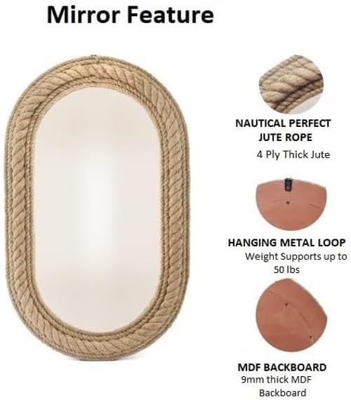 Enhance your home decor with The Capital International's natural jute wall mirror.
